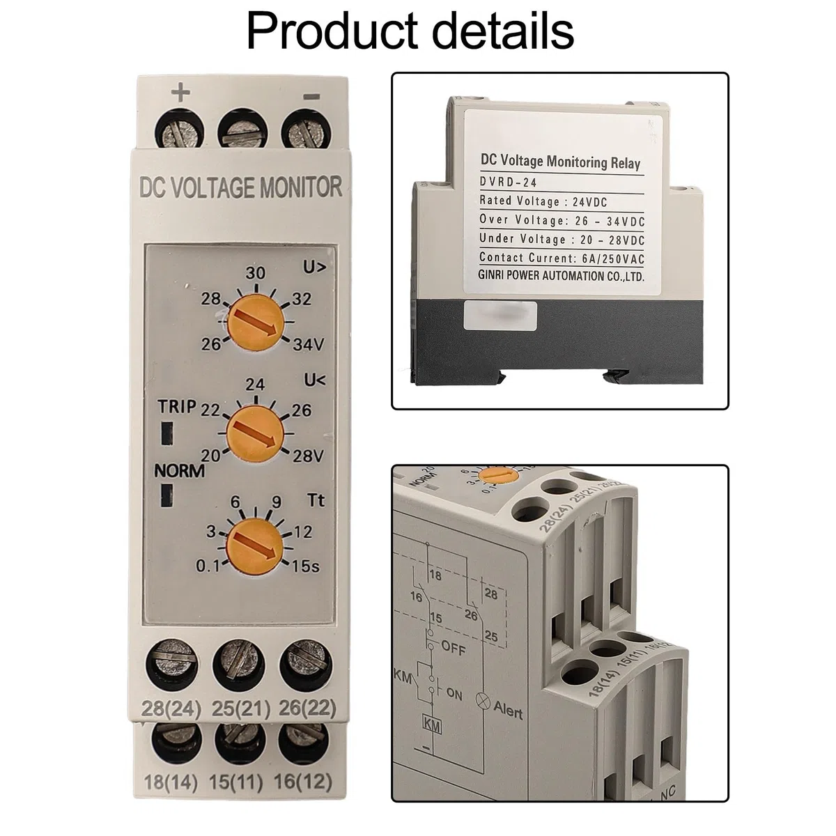 FACAIIO DVRD DC Sobretensión y Subtensión para relé de protección DC12V 24V 36V 48V Circuitos con retardo ajustable e indicadores LED