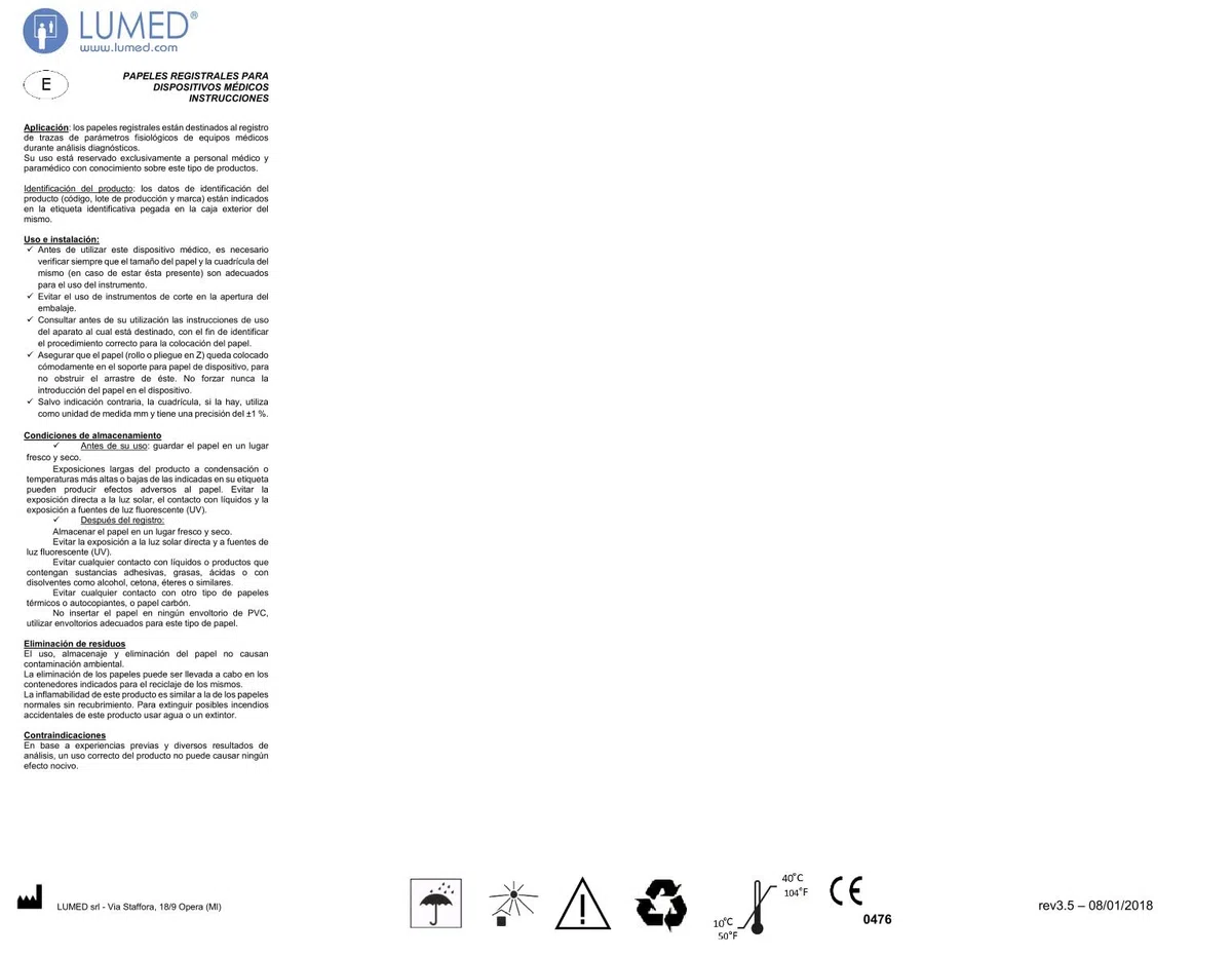 Gima 33100 rollo papel térmico ECG, 106 mm x 20 m, paquete de 10