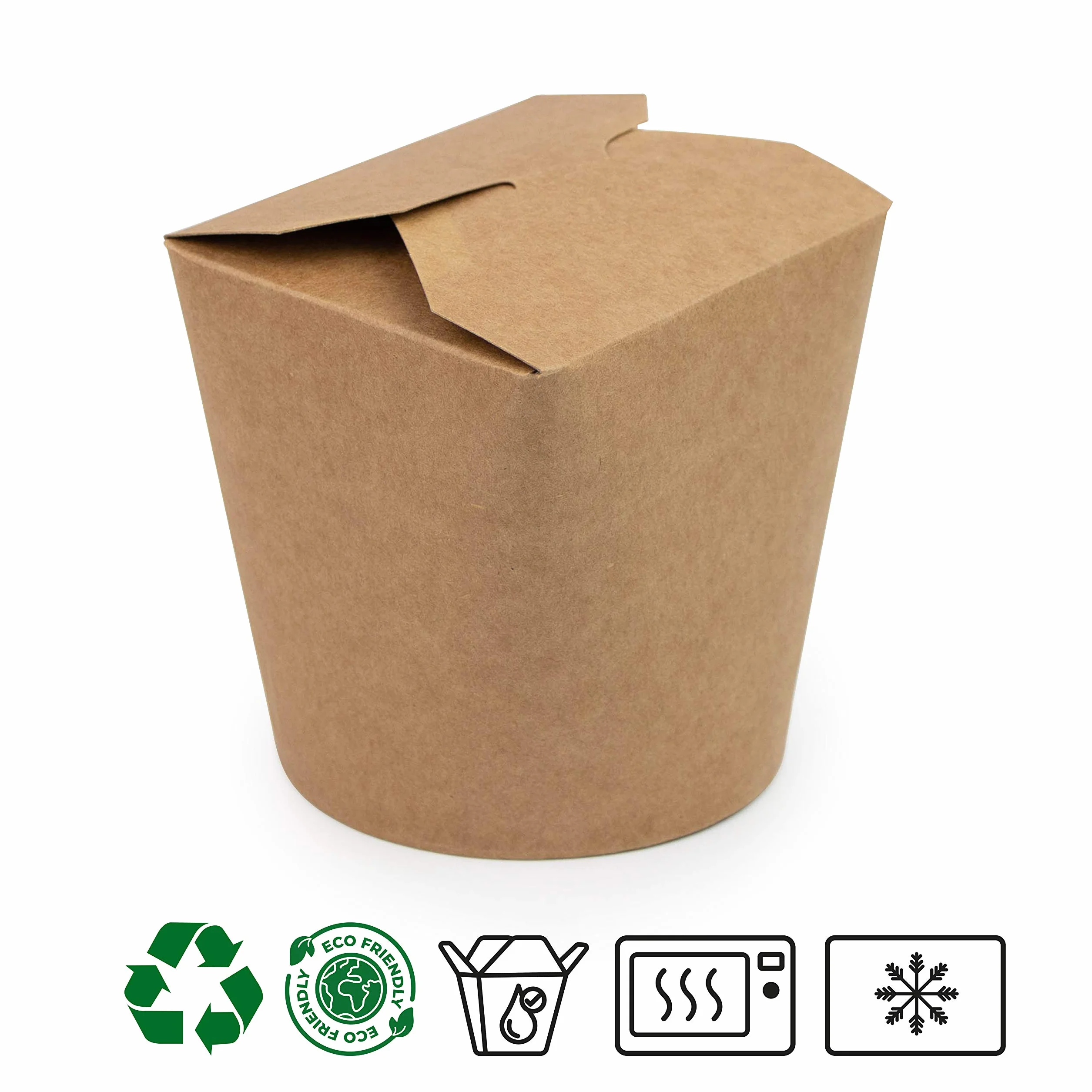 Paquete de 50 Cajas de Cartón Blanco, Pasta Box para fideos, pasta, platos preparados, platos asiáticos y orientales, ventas para llevar (Marrón, 780 ml)