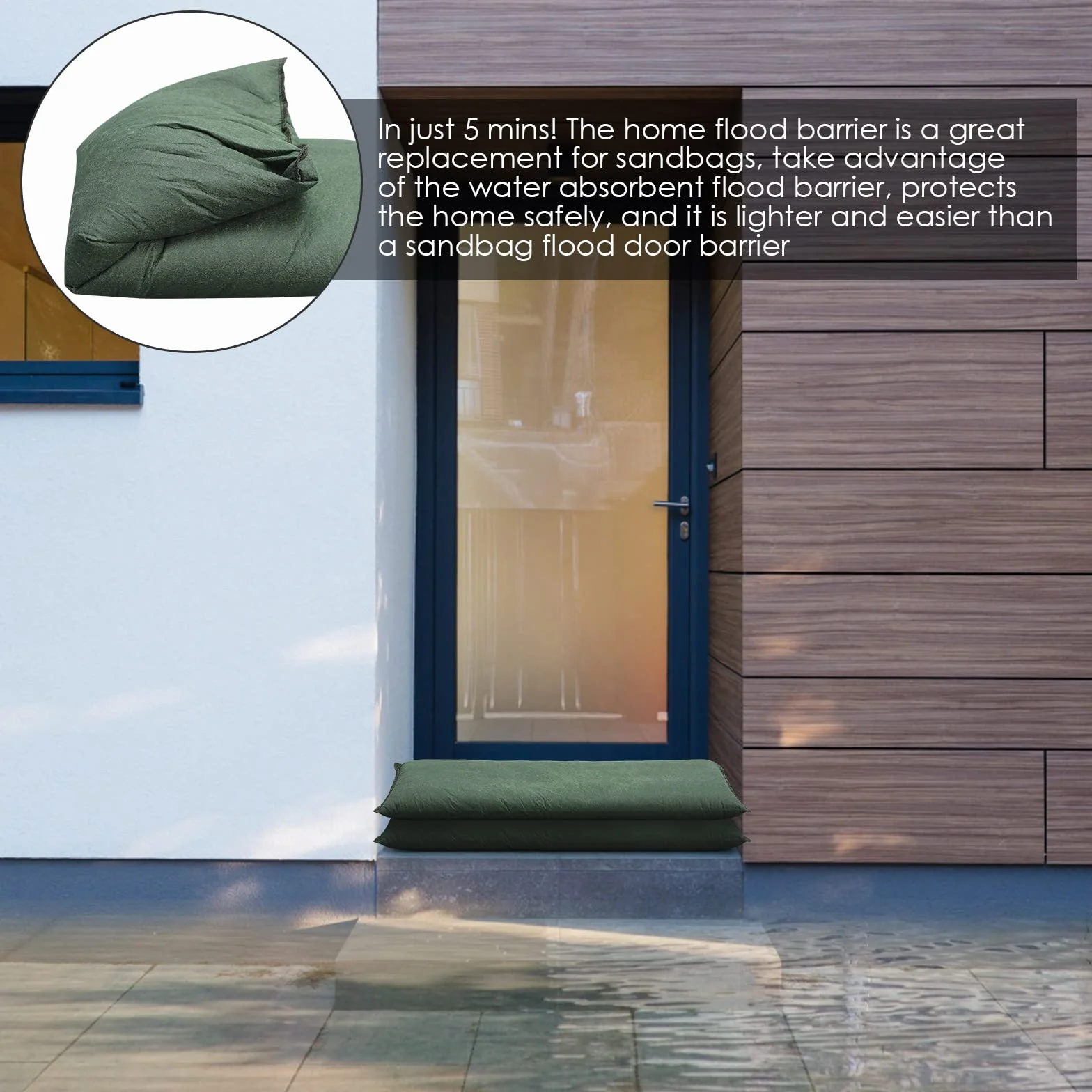 Barreras contra Inundaciones Activadas por Agua, Barreras contra Inundaciones Absorbentes de Agua Asequibles, Barrera de Agua sin Arena Reutilizable de Tela No Tejida, Bolsa contra(2 uds/25 * 150cm)