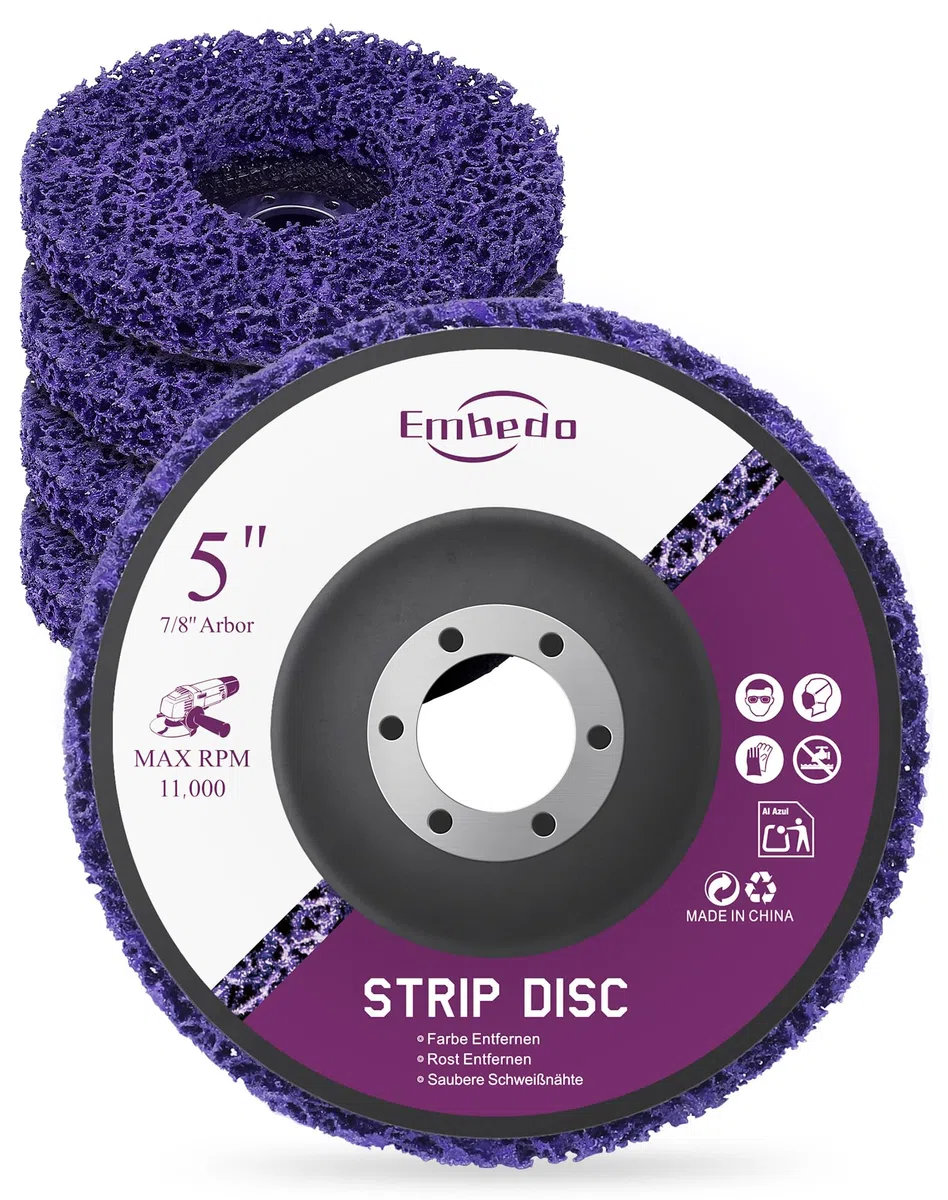 Kit de 5 Discos Abrasivos 125mm para Amoladora Angular｜Elimina Pintura & Óxido Rápidamente｜Limpieza Profunda Sin Dañar Superficies｜Ideal para Metal/Madera/Piedra/Plástico｜Uso Profesional y DIY