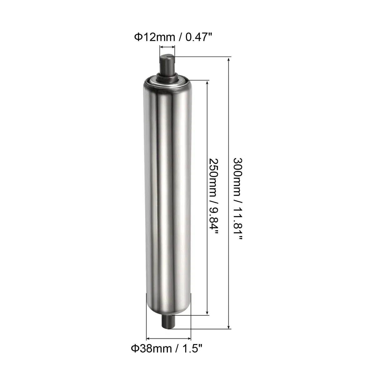 PATIKIL Transportador Rodillo 1.5" Diámetro 10" Longitud, Inoxidable Acero Gravedad Transmisión Reemplazo Pieza Galvanizado Extremo, Plata