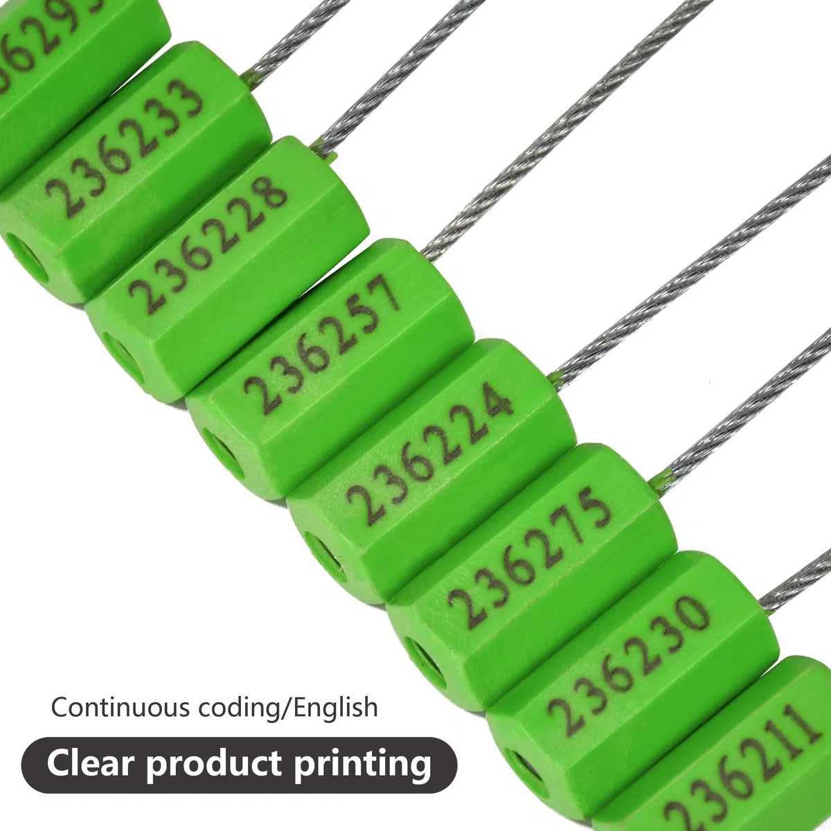 100 sellos de cable de seguridad numerados a prueba de manipulaciones, etiquetas de sellado de alambre de metal, sellos de alambre de metal autobloqueantes (verde)
