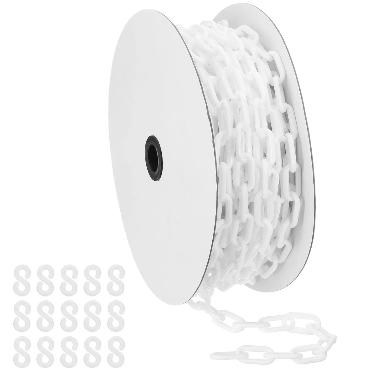 PATIKIL Cadena de plástico blanca, 72pcs 6mm Cadena de barrera de seguridad de plástico grande Larga para control de multitudes, estacionamiento, cerca, puerta, concierto