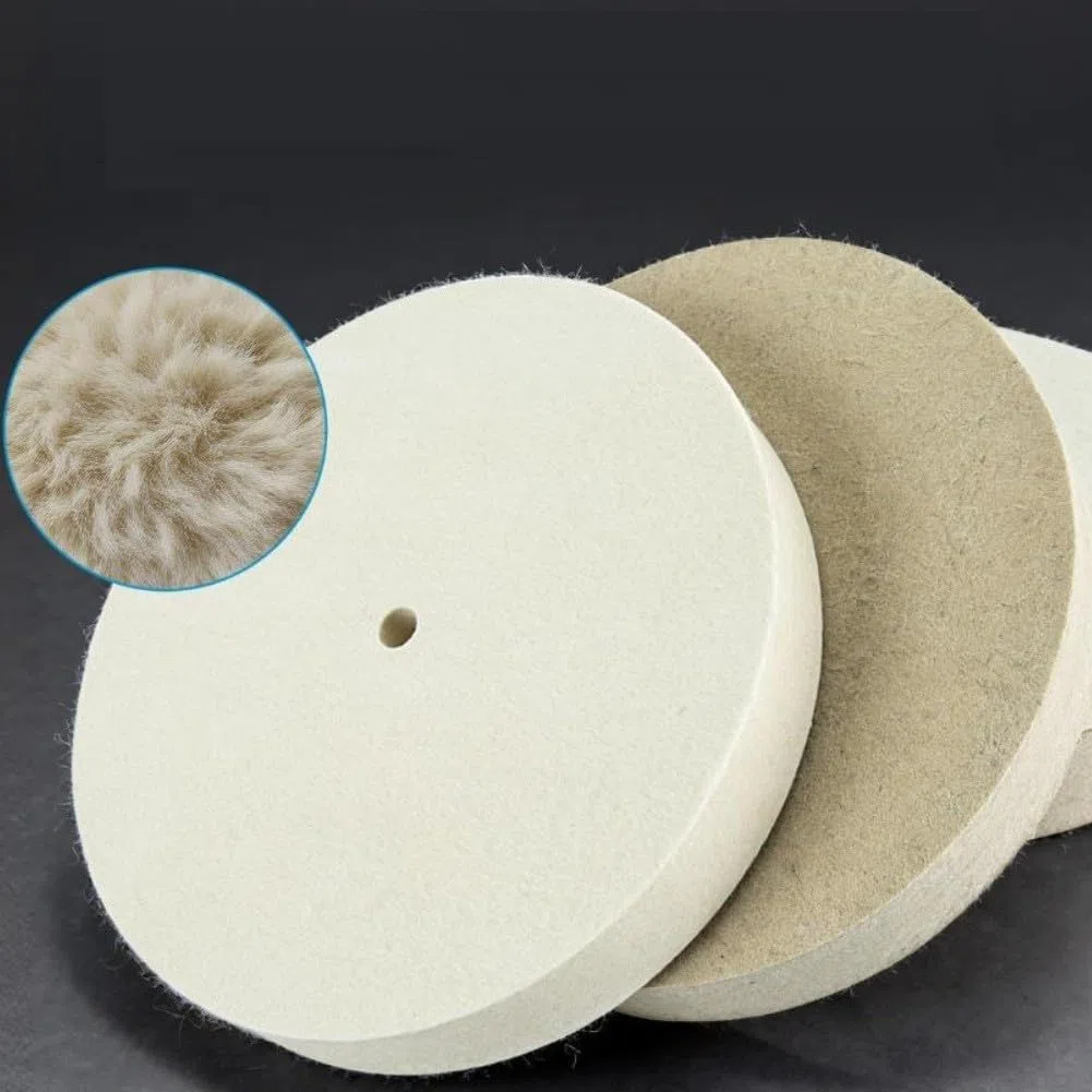 Rueda de pulido de lana plana de 250 mm x 40 mm, disco de pulido de fieltro fino o grueso para metal, acero inoxidable, madera, plástico para acabado de superficies, almohadilla de lana comprimida