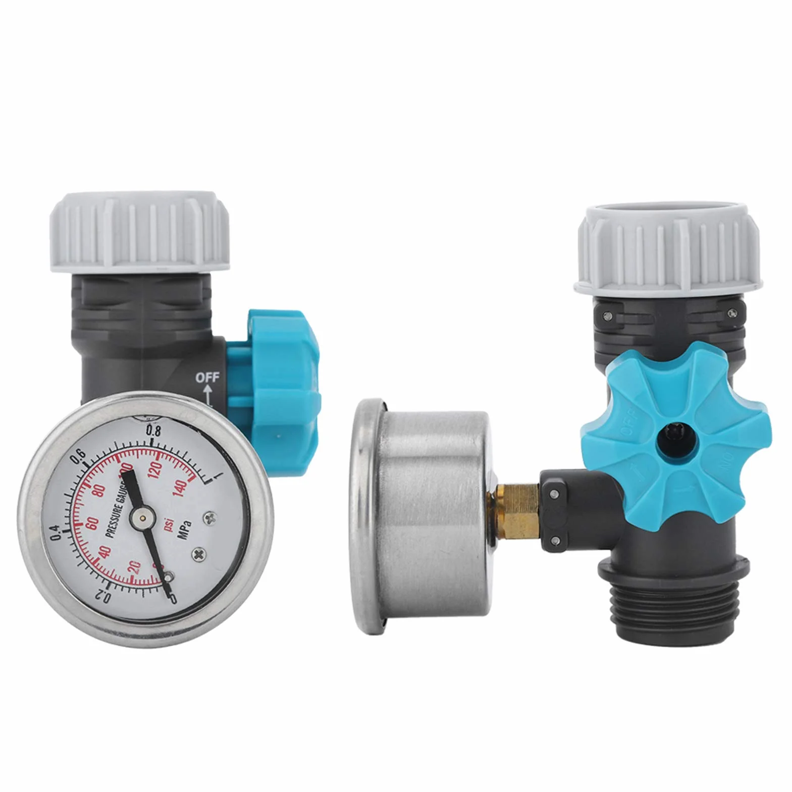 Reductor de Presión Agua Manómetro de Agua Reductor de Presión Válvula de Presión de Agua, G3/4 Pulgada Válvula de Control de Presión de Agua Ajustable con Manómetro,