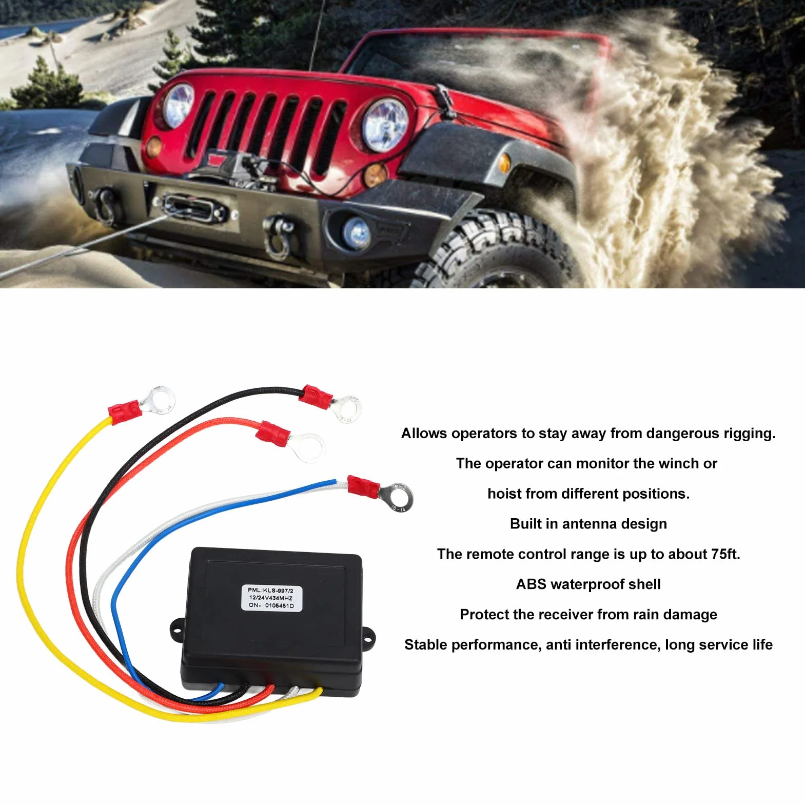 Kit de Control Remoto de Cabrestante Inalámbrico, 12V 24V Kit de Receptor de Interruptor de Control Remoto de Cabrestante Inalámbrico Universal para Camión ATV SUV