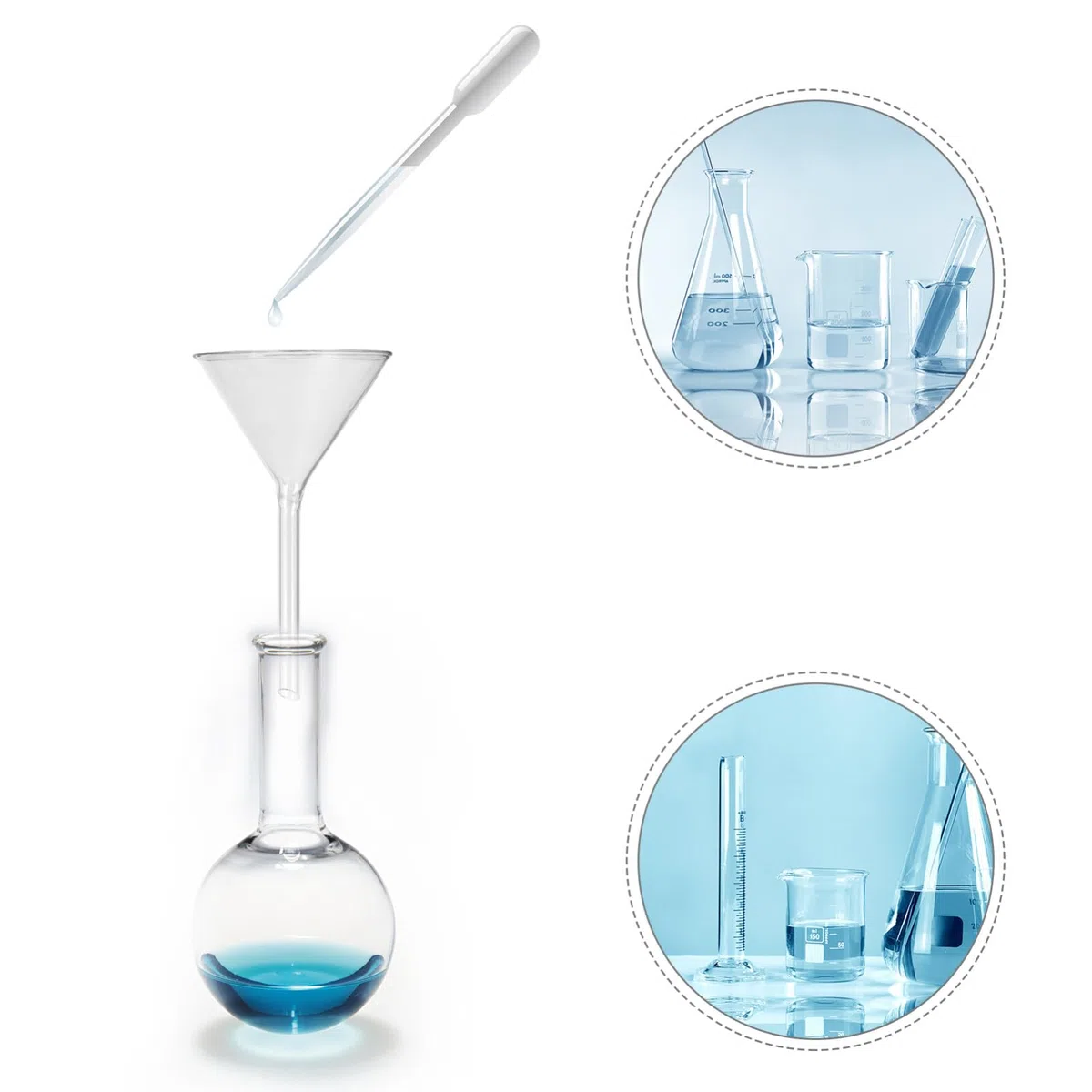 Genérico Juego De 4 Embudos De Vidrio De Cuello Corto Para Laboratorio Embudos Triangulares Resistentes Para Transferencia Precisa De Líquidos En Botellas Pequeñas