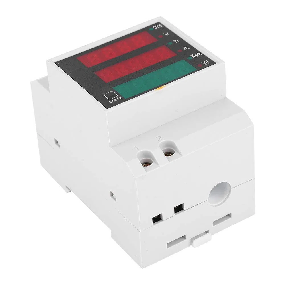 Medidor de Energía Digital D52-2047, Medidor de Potencia de Carril DIN Multifunción, Medidor de Factor de Potencia de Voltaje Actual, Medidor KWH con Pantalla LED AC200~450V