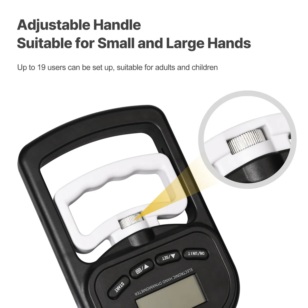 Dinamómetro de Mano Digital 396lb/180Kg, Probador de Fuerza de Agarre Digital con Pantalla LED Grande, Medidor Digital de Mano con Cable USB, Entrenador de Fuerza de Agarre para Adultos, Niños