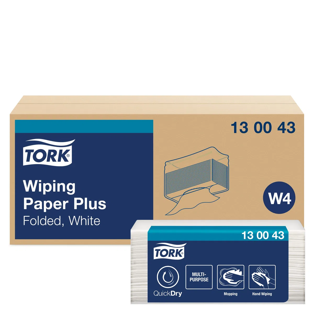 Tork 130043 Papel de secado extra de dos capas / Paños de papel compatibles con el sistema W4 / Premium / 200 hojas (32,4 x 38,5 cm) / color blanco