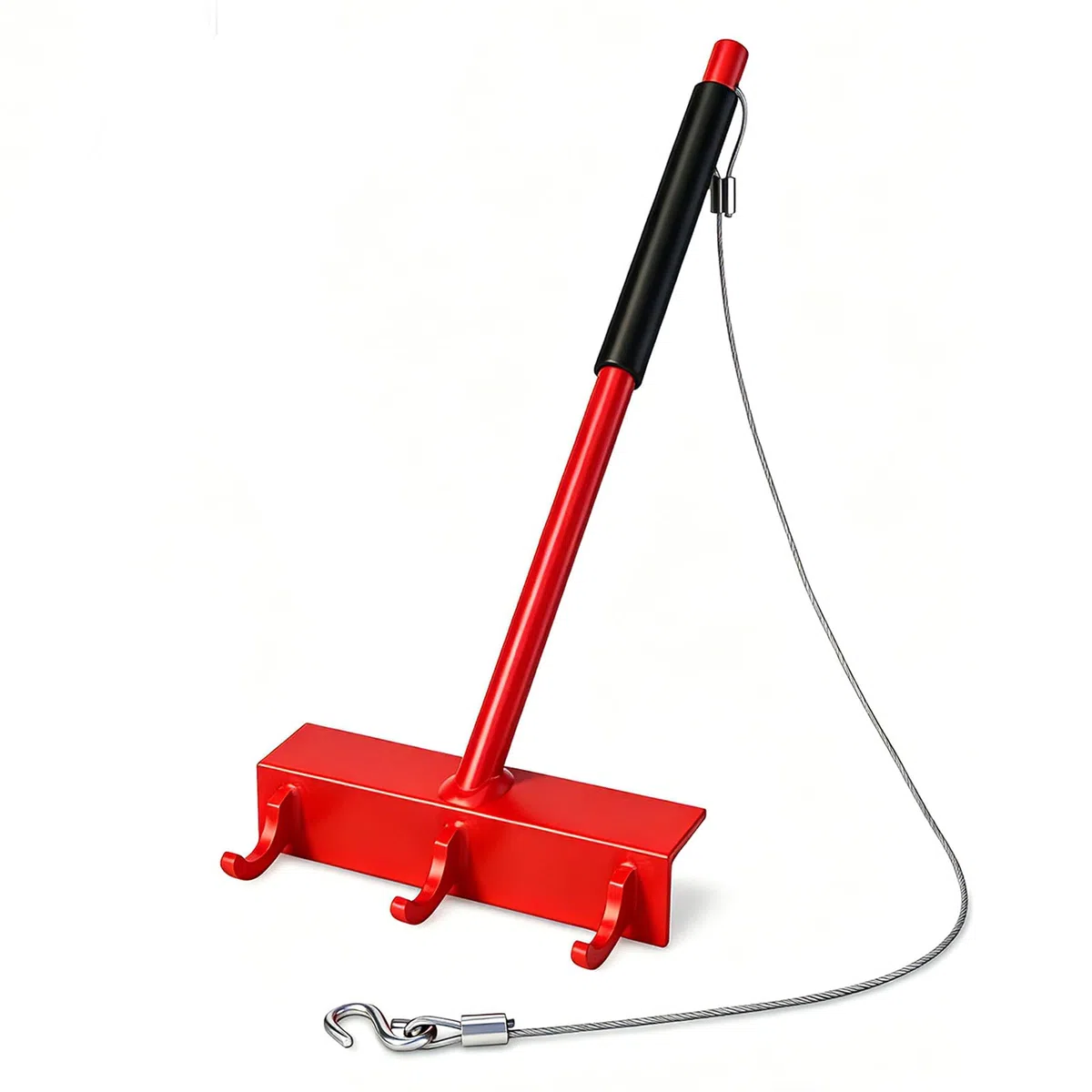 Tensor para valla de malla metálica, herramienta de tensión resistente para tubo superior con cable de acero de 70cm y 3 ganchos, acero al carbono, alta fuerza de tracción, manejo por una sola persona