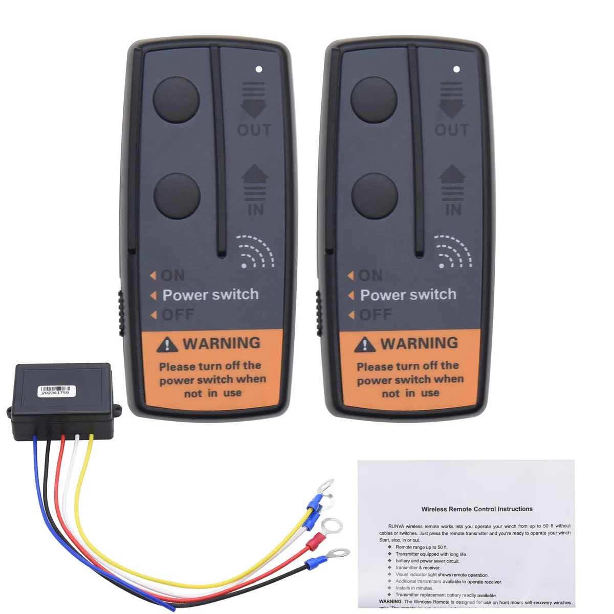 KAOLALI Juego de Mando a Distancia Inalámbrico de 12 V/24 V para Cabrestante de 2 Piezas, Universal de Alta Sensibilidad, Controlador de Cabrestante Eléctrico para Coche, ATV, Jeep