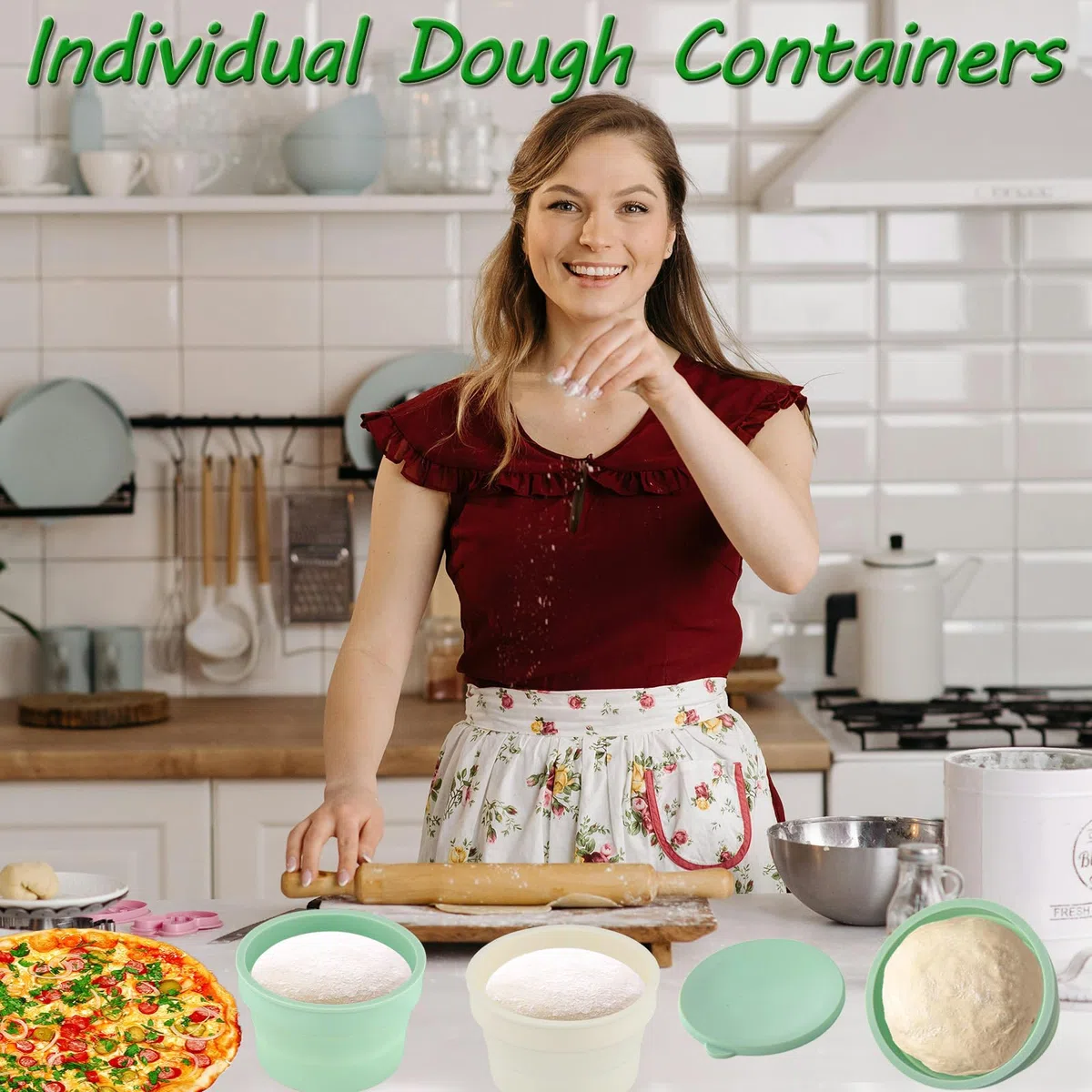 4 Piezas Caja Para Masa de Pizza,Caja Plegable Para Masa de Pizza,Caja Para Masa de Pizza, Caja Para Masa de Pizza Con Tapa