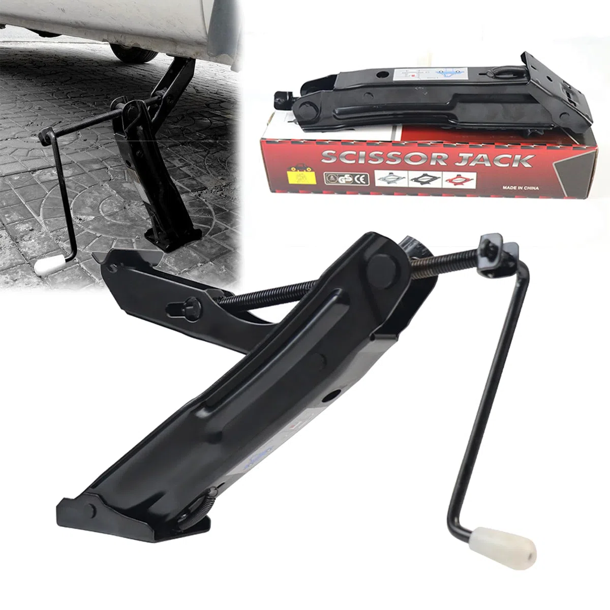 Gato mecánico de maniobra 1,7T, altura bajo tierra 65-390 mm, manivela, para coche, plegable, caballete, todoterreno, monovolumen y vehículos medianos