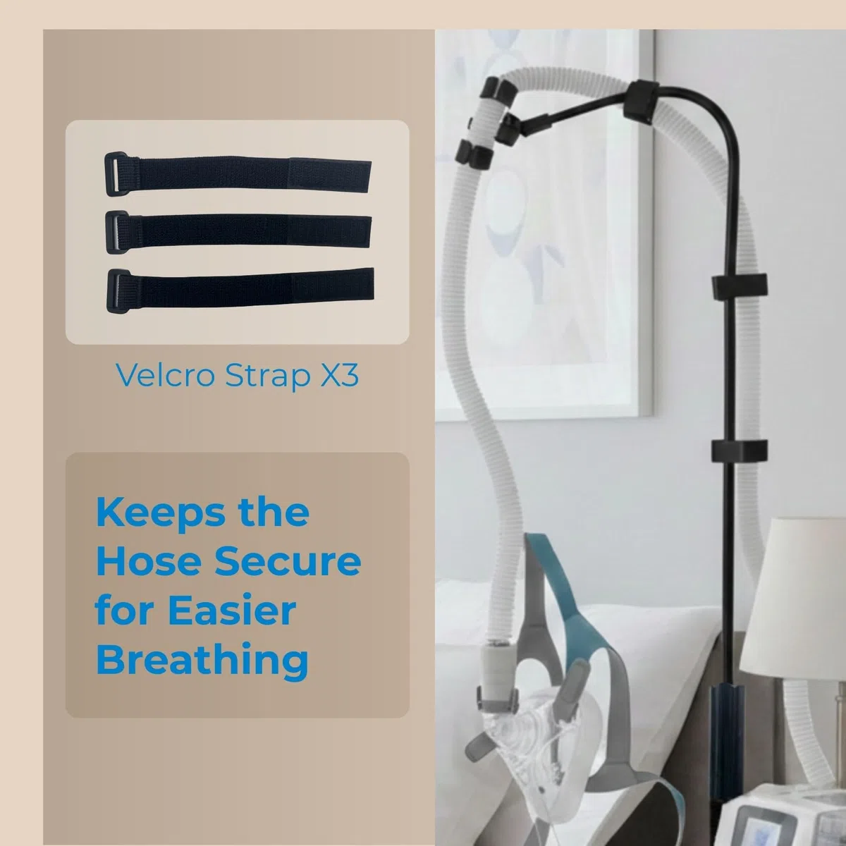 soporte tubo cpap,brazo flexible 120 cm con pinza extraancha 8 cm, soporte manguera respiratoria antienredos compatible con la mayoría de mascarillas CPAP,Adattarsi a Qualsiasi Stanza