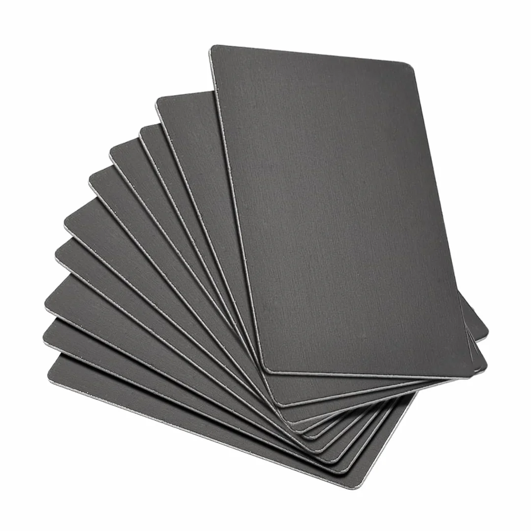 sourcing map En Blanco Metal Tarjeta 100x60x1mm Anodizado Aluminio Placa para Bricolaje Impresión Grabado Negro 10uds