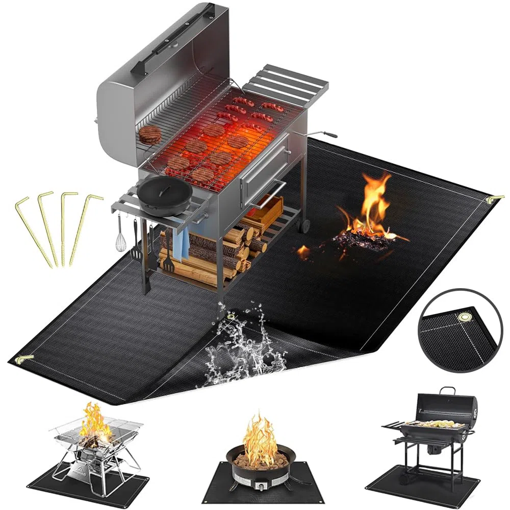 Alfombrilla Protectora para Barbacoa, Base Ignífuga 182 x 115 cm, Resistente al Agua y al Aceite, Multiusos