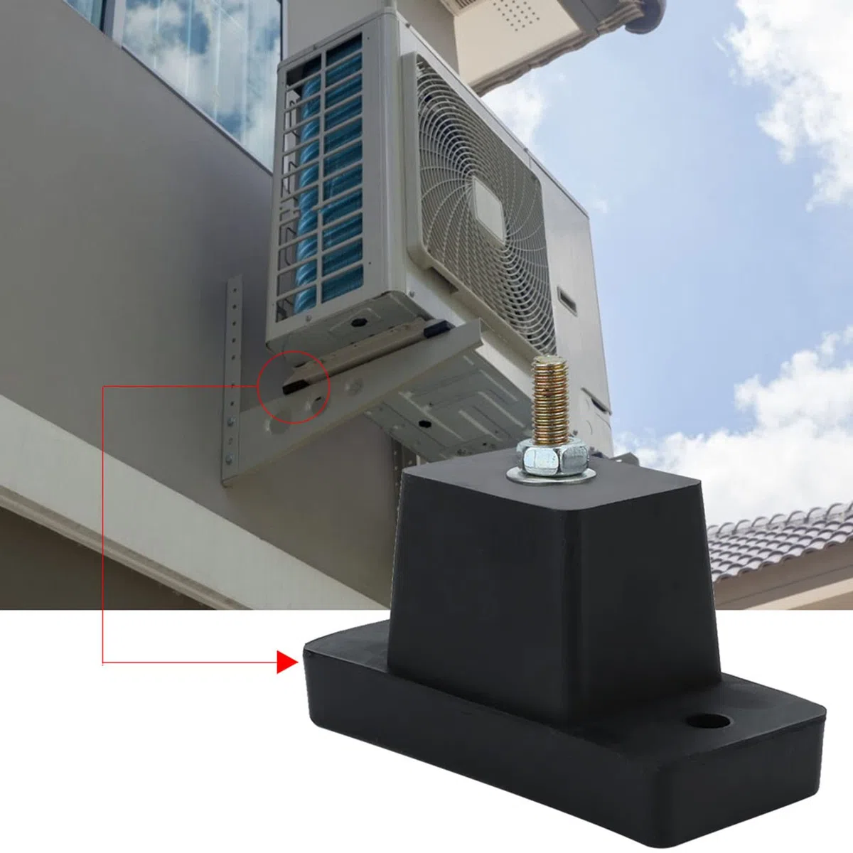 Paquete de 4 Almohadillas antivibraciones para Aire Acondicionado, Base de Almohadilla para pies a Prueba de Golpes para Soporte de Aire Acondicionado al Aire Libre