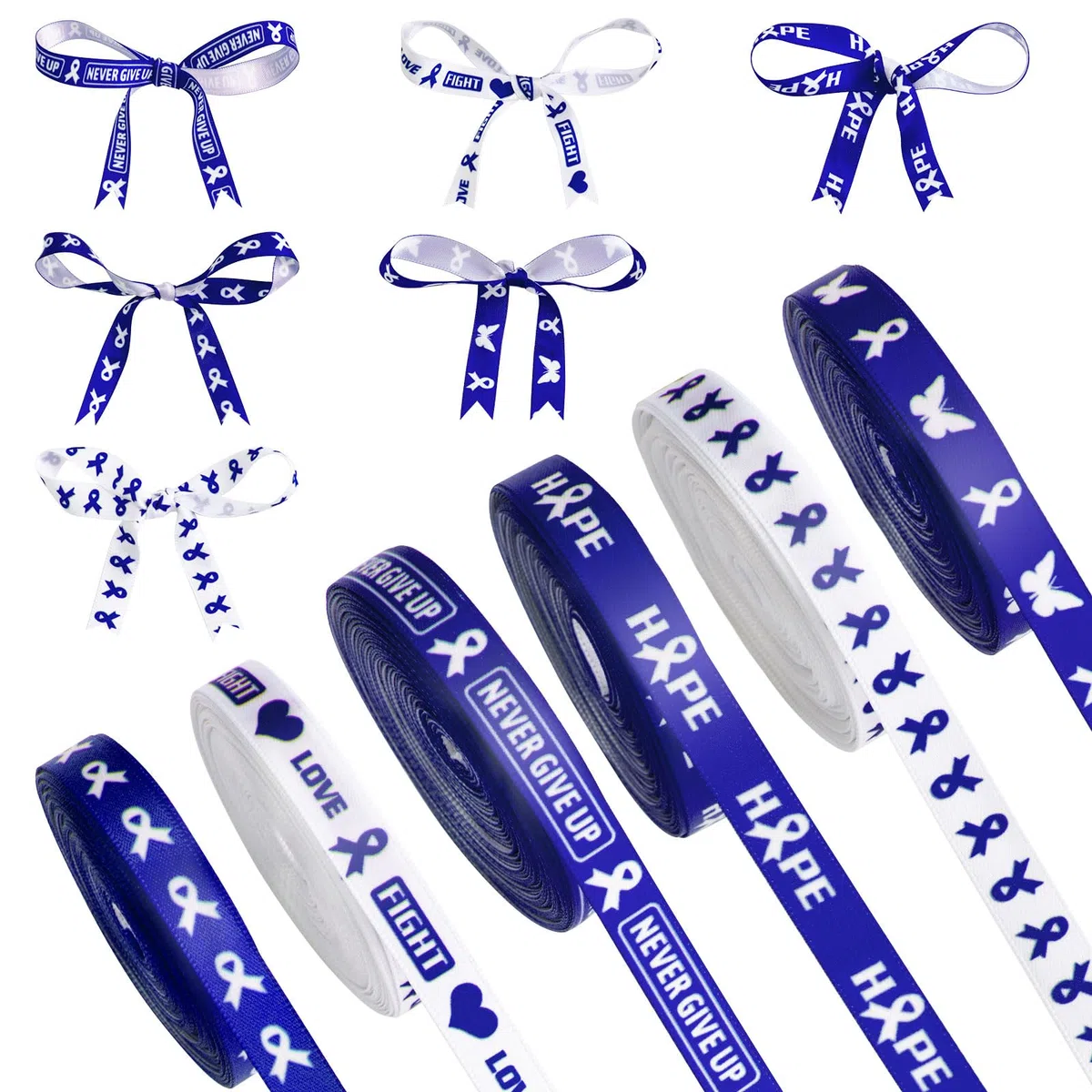WANDIC Lot de 6 rubans bleus en polyester pour sensibilisation au cancer du côlon de la prostate pour la sensibilisation aux événements publics