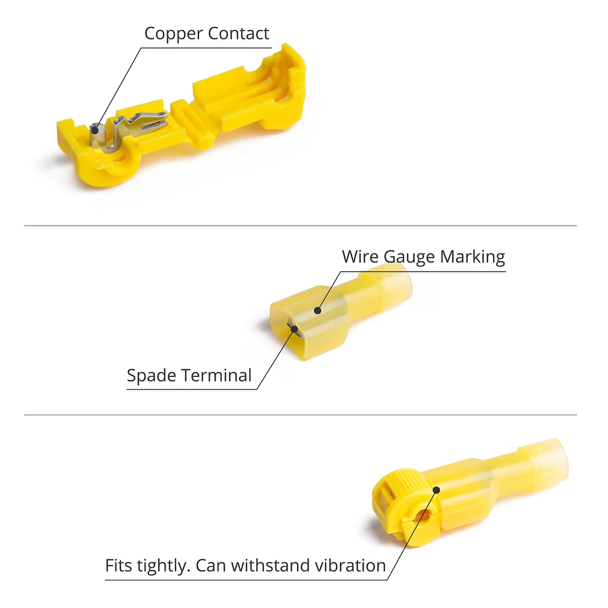 Wirefy 120 Piezas Terminales Eléctricas T Tap - Desconexión Rápida de Connectores Aislados para Automoción - 4-6 mm²