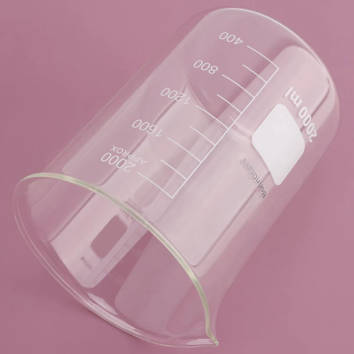 BorinGlass Vaso de Precipitados de Vidrio de Borosilicato de 2000 Ml, Vaso Medidor Griffin de Forma Baja Graduado con Pico Antigoteo para Vertido Y Mezcla Precisos en Experimentos de Laboratorio