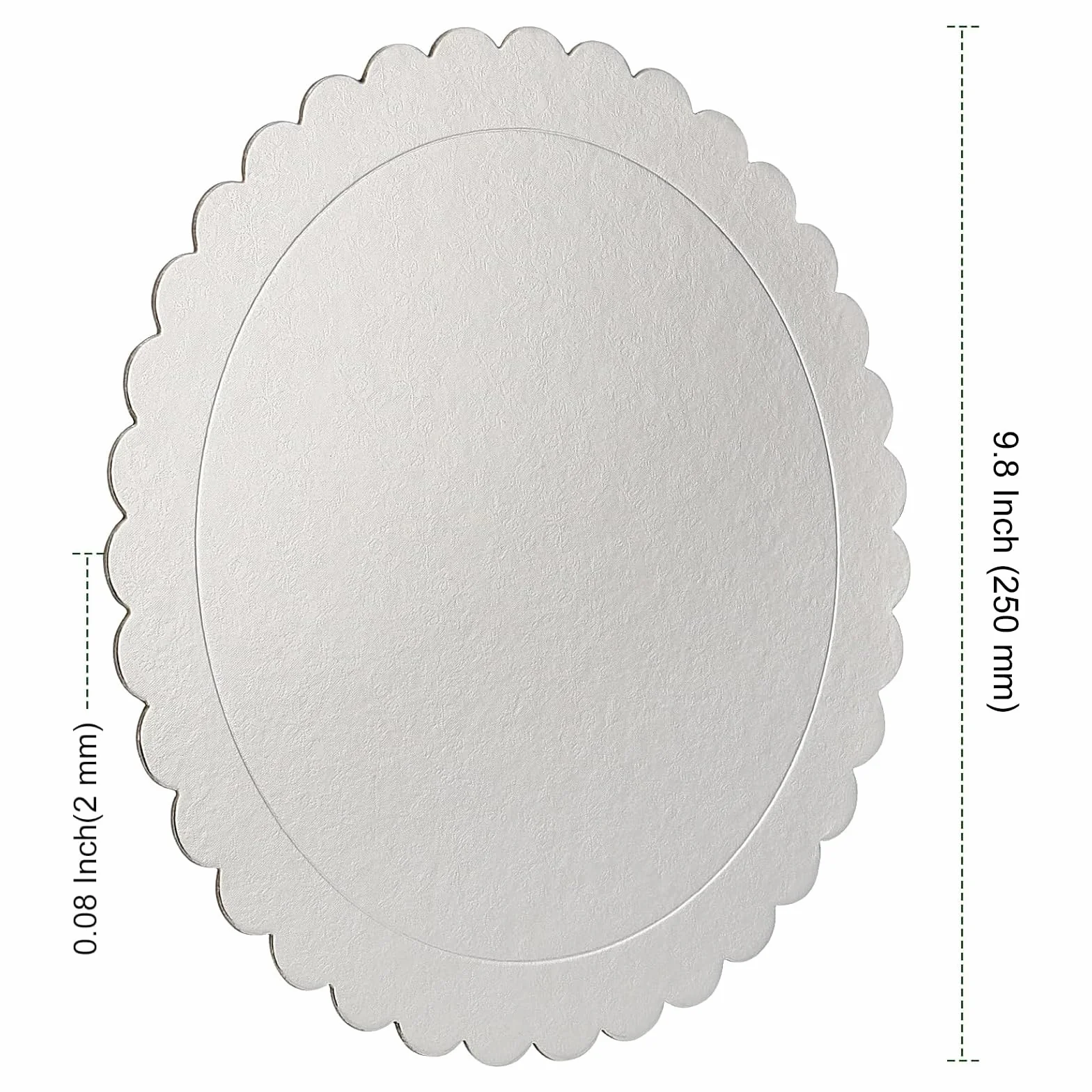 PINGEUI Paquete de 30 bandejas redondas para tartas de 25,4 cm, de cartón plateado de 2 mm de grosor, base festoneada para tartas, fiestas, bodas, decoración de pasteles