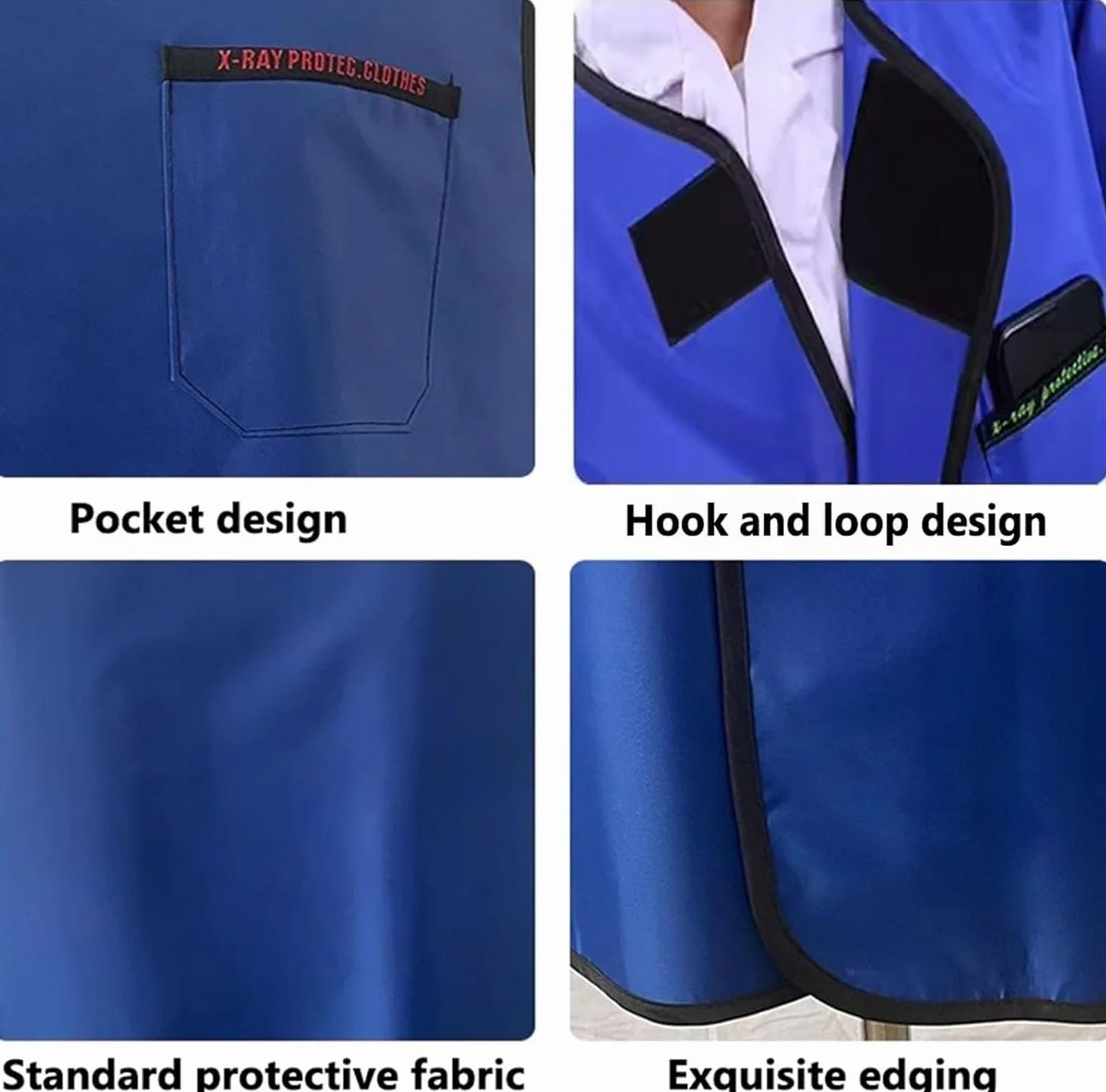 Delantal de Plomo para Rayos X Chaleco de Plomo Protector contra Rayos X Azul Delantal de Plomo(0.125mmpb,55x60cm)