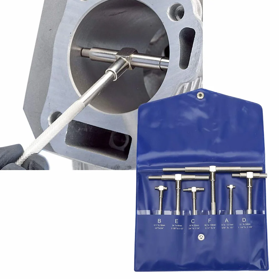 Fyearfly Juego de calibradores telescópicos, 6 piezas/juego Calibrador telescópico 8-150 mm Calibrador diámetro interior ajustable Micrómetro Herramientas medición Calibrador telescópico alta precisió