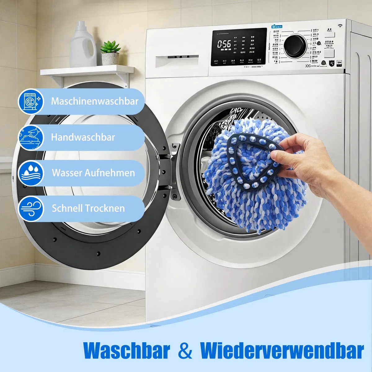 6 cabezales de repuesto para fregona Vileda H2Pro, de microfibra, lavable a máquina y reutilizable, cabezal de microfibra duradero para todos los suelos