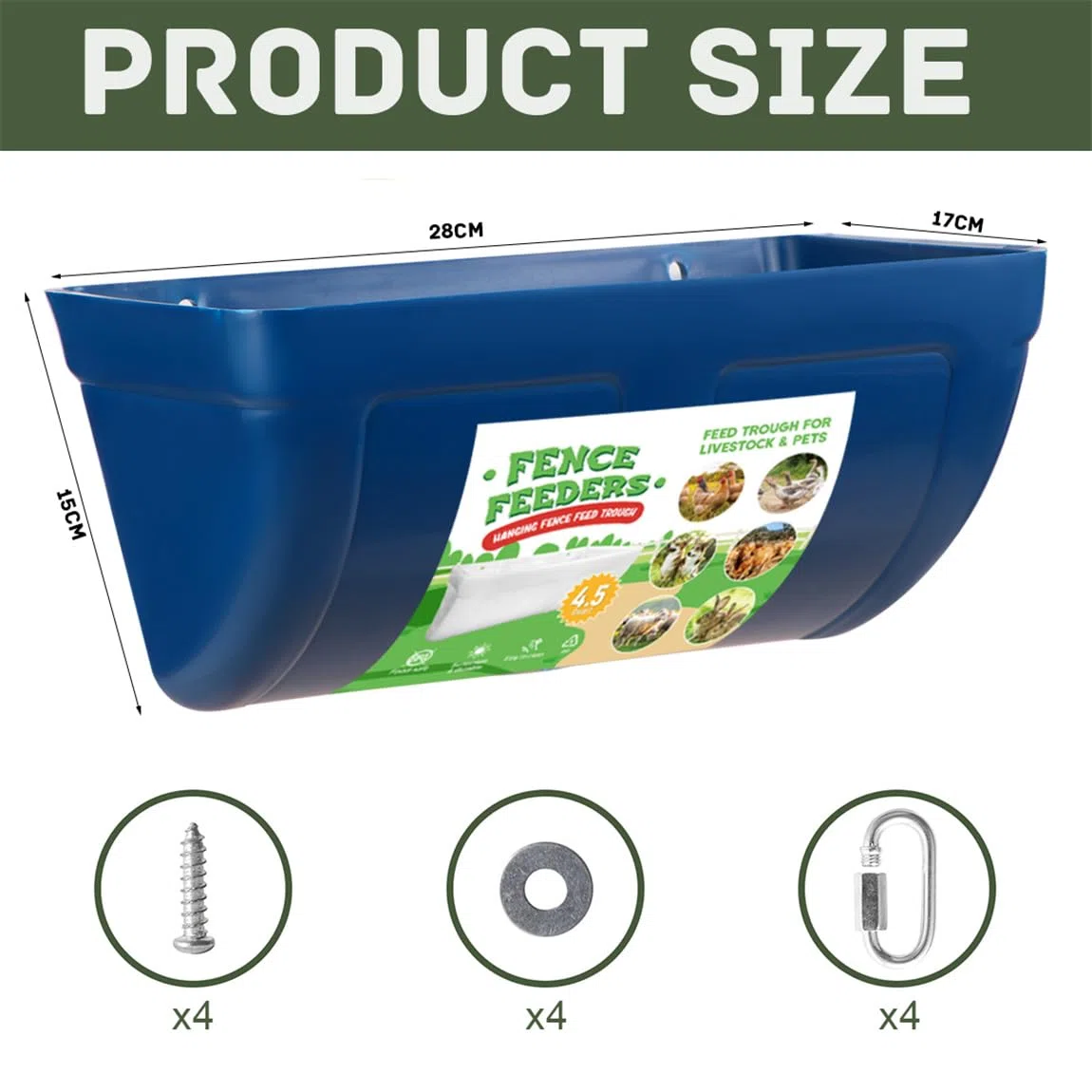 Comedero para aves de corral, comedero para cabras, vallas, comederos colgantes, bebederos con clips para pollo para pollos y animales de granja, 2 unidades