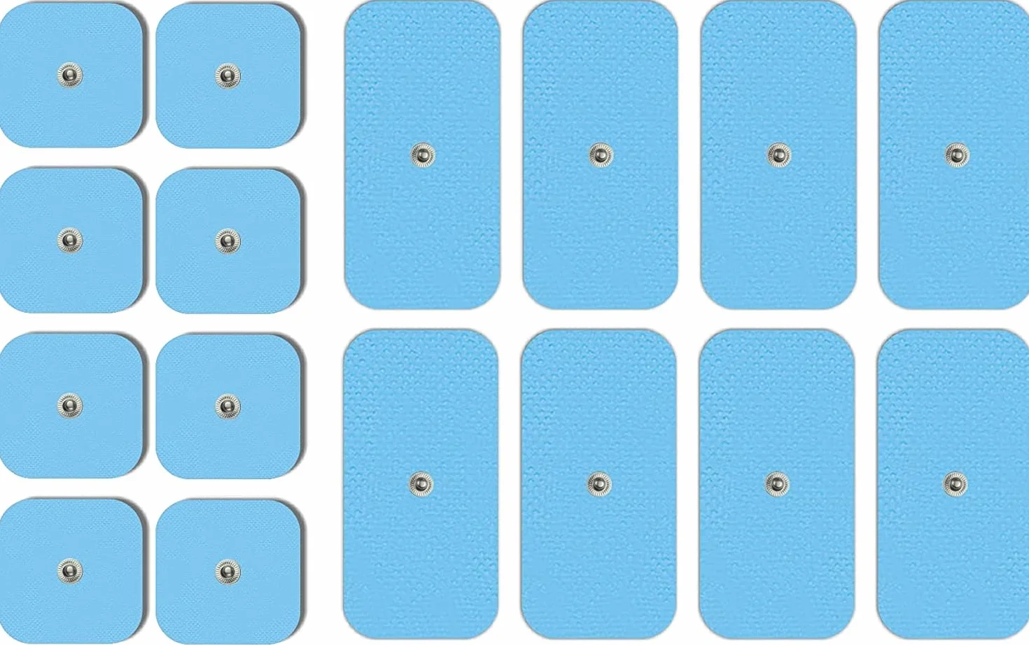 Pack 16 electrodos compatibles con aparatos: Beurer, Bluetens, Sanitas, Vitalcontrol (8 uds. 50x50 mm + 8 uds. 50x100 mm)