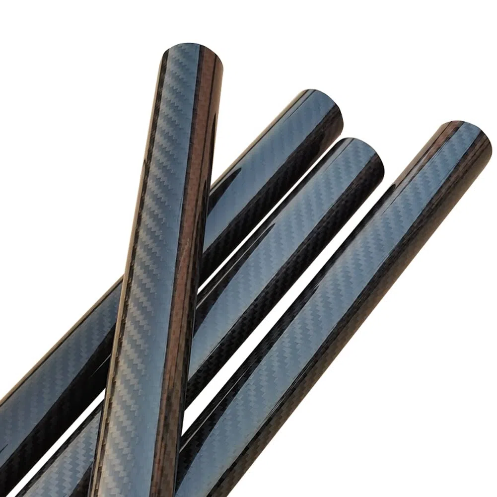 (2 piezas) Tubo de fibra de carbono 3K, longitud 500 mm, diámetro exterior 12 mm, diámetro interior 10 mm, sarga brillante, para marco UAV.