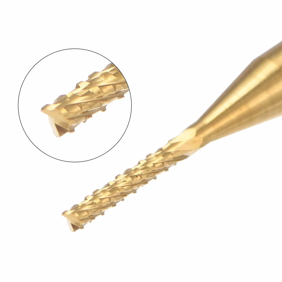 Nagoyuki 10 Piezas Fresa de Extremo de Carburo con Revestimiento de Titanio Fresa de Grabado Brocas de Enrutador CNC para Máquina PCB, Vástago de 1/8 de Pulgada 1,2 mm