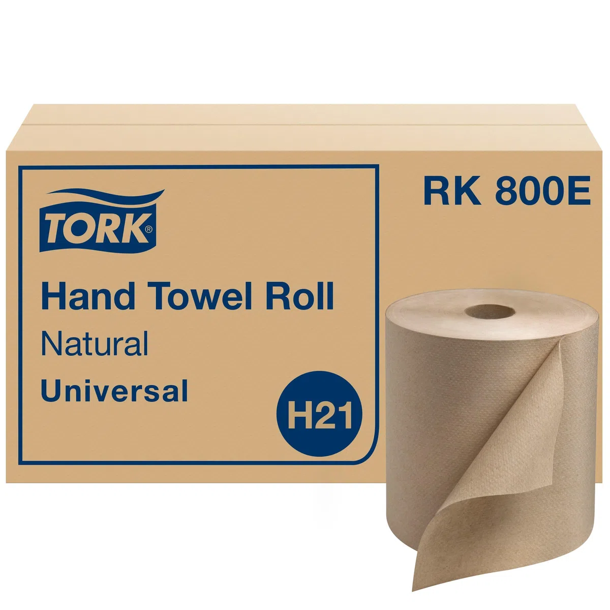 Tork Rollo de toallas de papel natural, rollo de mano universal, toallas de papel natural con pañuelos marrones hechas de 100% fibra reciclada, 6 rollos x 800 pies, compatible con dispensador H21,