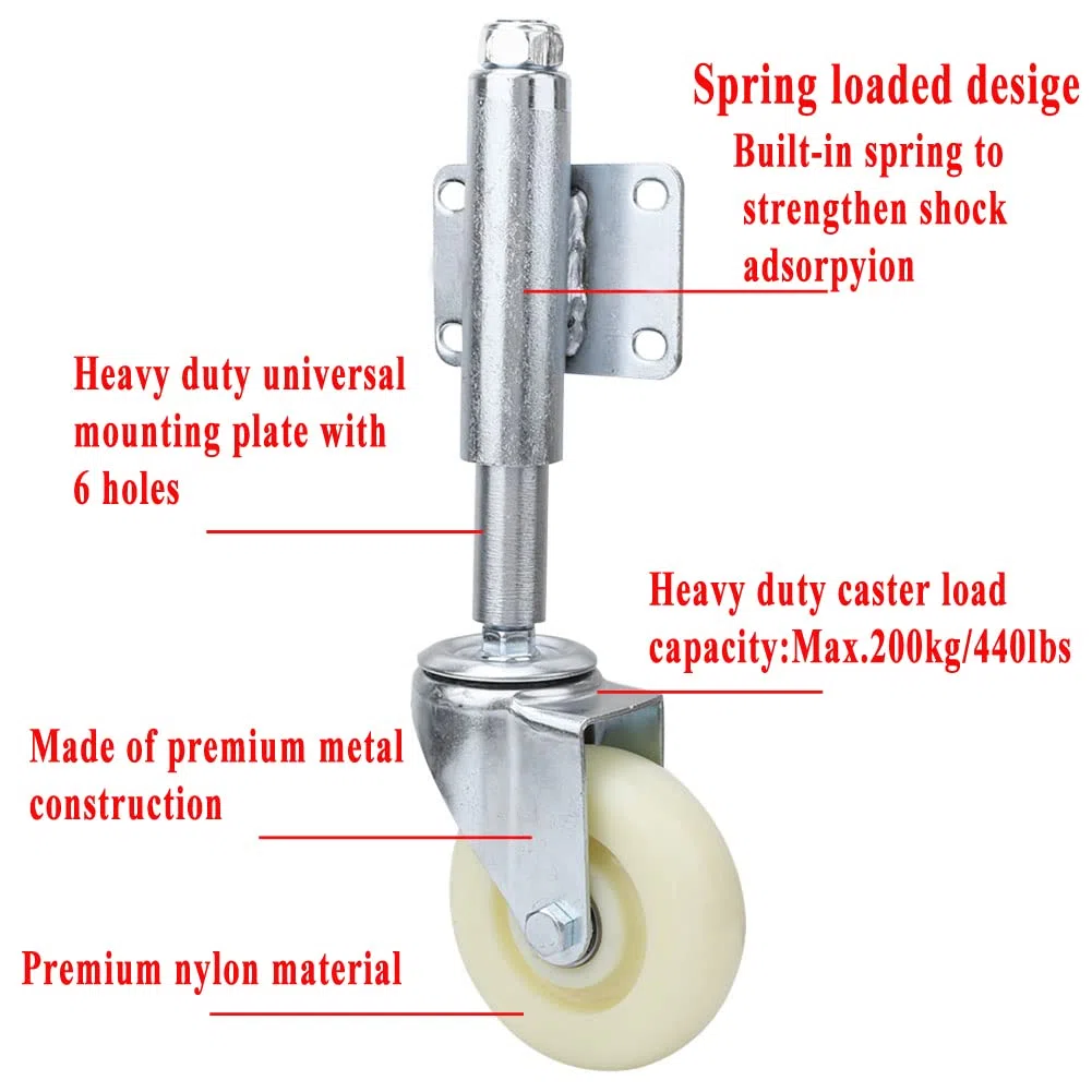 Eurobuy Rueda de Compuerta de 4 pulgadas Rueda Giratoria de Nylon con Ruedas Giratorias de Alta Resistencia Capacidad de Carga de 440 Lb