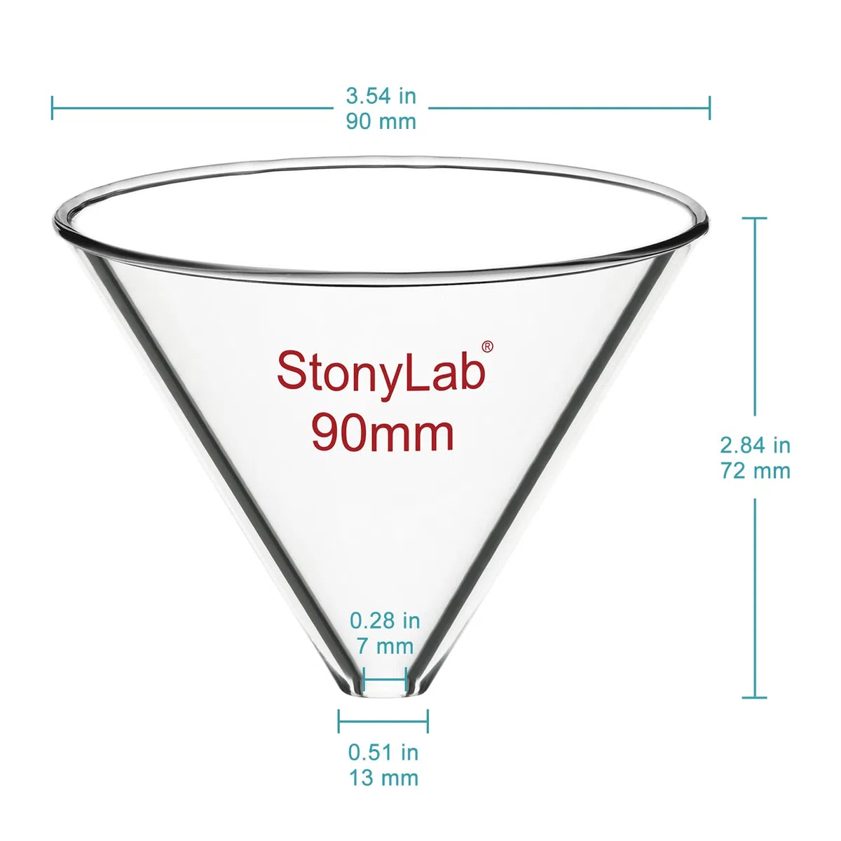 stonylab Embudo de Vidrio, Vidrio de Borosilicato Engrosado Sin Tallo Embudo con Diámetro Interior de 90 mm para Uso en Laboratorio