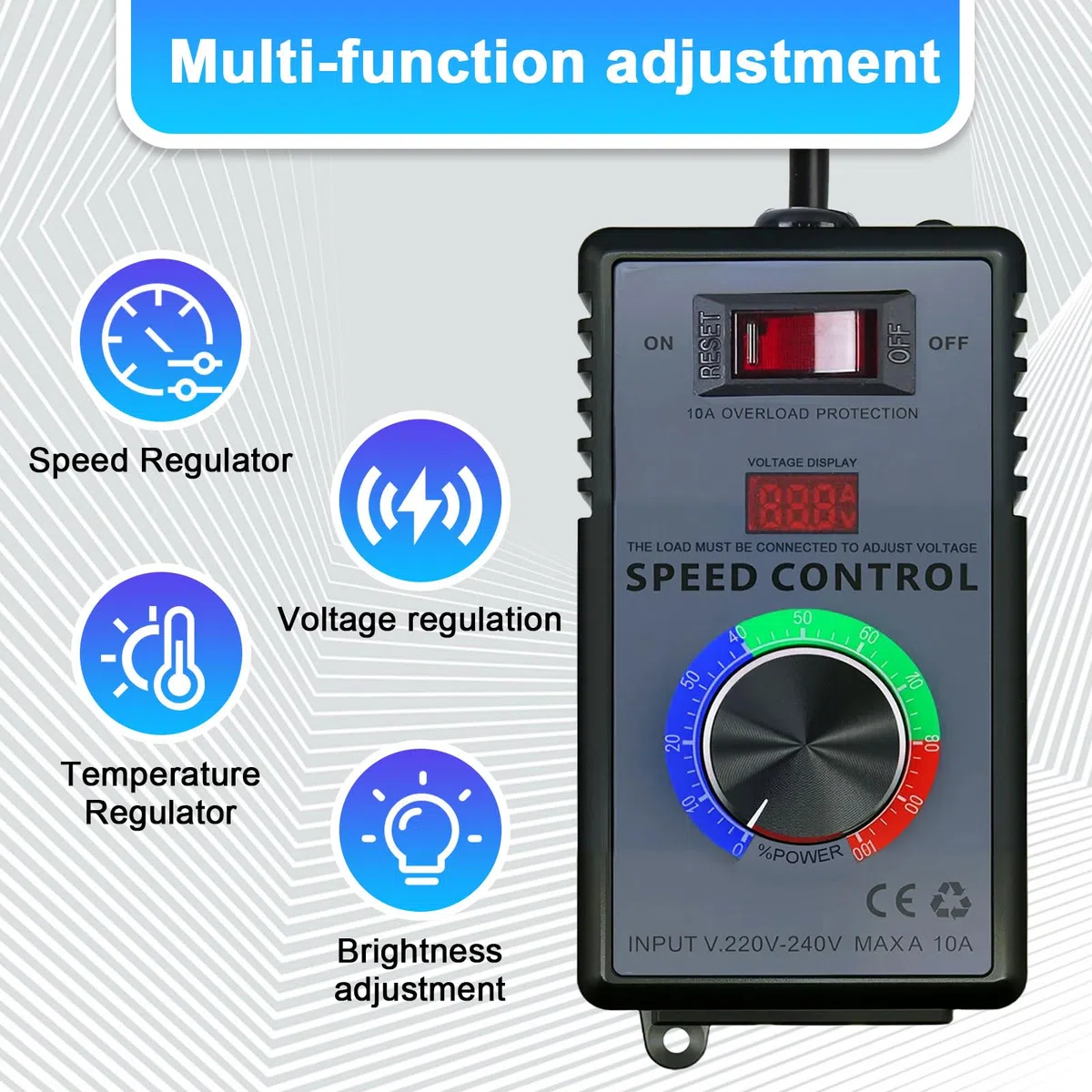 4000W Motor Regulador de velocidad AYWHP Regulador de Voltaje Motor Controlador de Velocidad de Ventilador potenciometro 220v，para Amoladoras Angulares