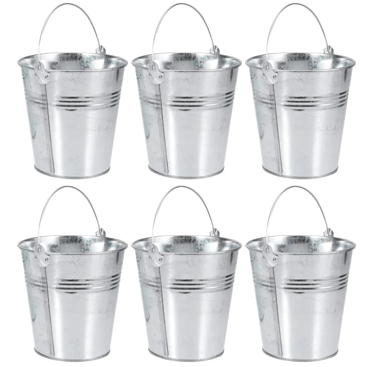 Angoily 6 Mini Cubos de Zinc Plateados para Invitados de Boda, Cubos de Metal con asa para, decoración de Mesa, Plantas de jardín para decoración de Fiestas en casa (10,5 x 7,2 x 10,5 cm)