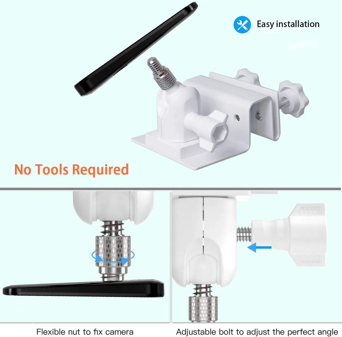 HOLACA Paquete de 2 soportes de canalón compatibles con versiones de panel solar Arlo, Ultra, 2, 3, 4, Eufycam 2, 2C, Pro 3, 3C, S220, S230 (blanco, 2 piezas)
