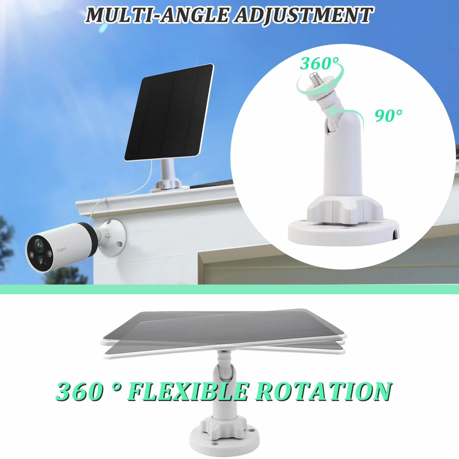 AFAIK Panel solar módulo solar para cámara Ring 5V 5W con batería Ring Spotlight Cam/Pro/Plus y Stick Up Cam/Pro con conector de barril, cable de carga de 4m, IP65 impermeable, cargador solar para