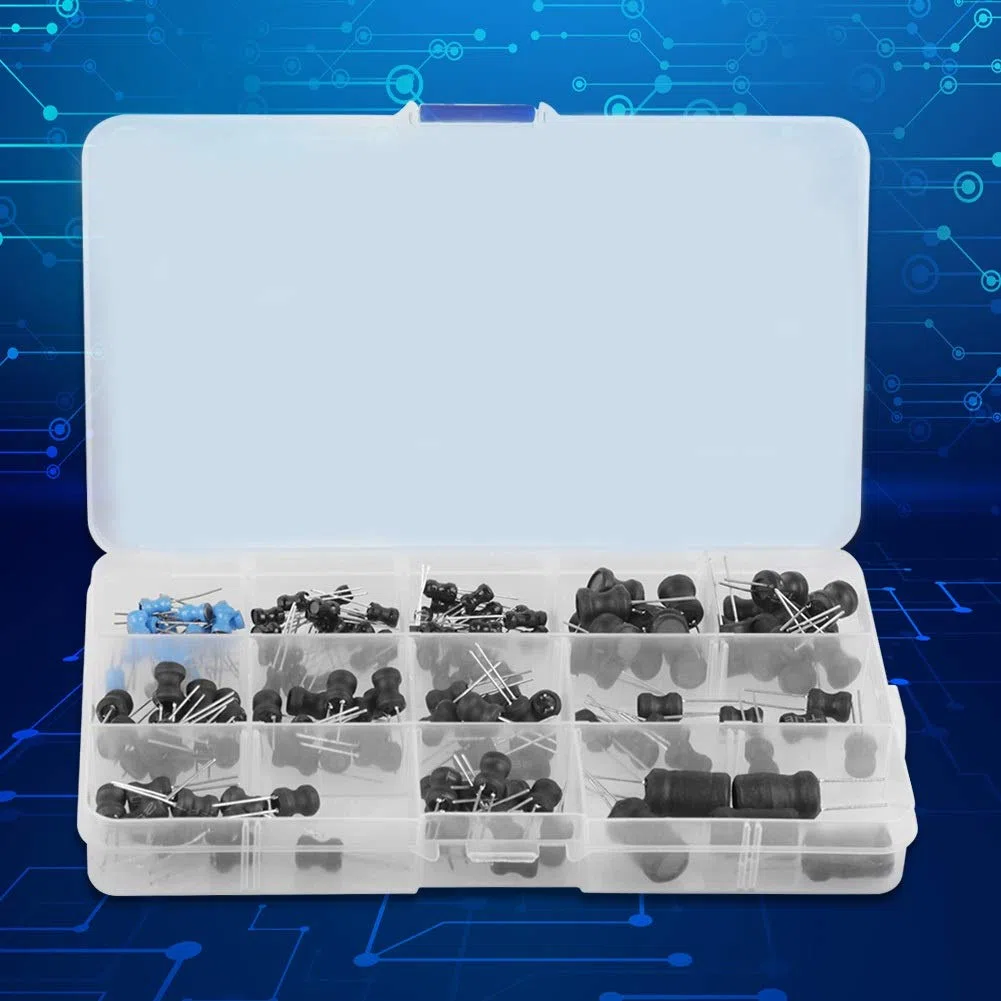 Nikou Inductor - Inductor Bobina Inductores Electrolíticos Capacitor Surtido Kit Gama 10uH-10mH 12 Valores Inductores de estrangulación Surtidos Kit con Caja de Almacenamiento