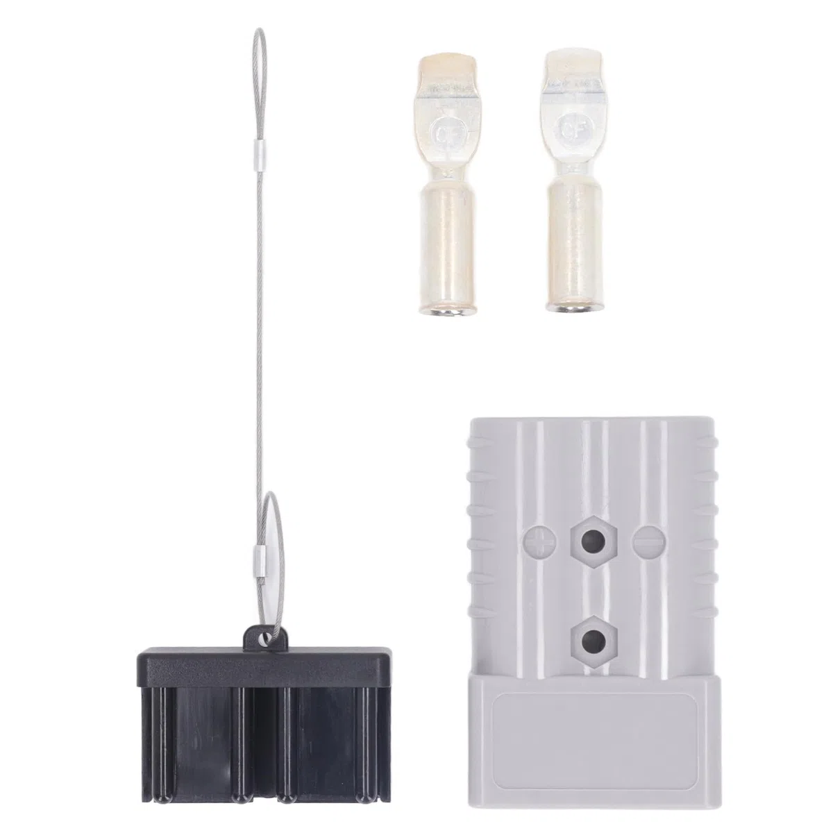 Conector rápido de batería 2/0 AWG para carga de carretillas elevadoras eléctricas, alta conductividad 350A 600V con cubierta de PC, fácil instalación para tamaños y aplicaciones