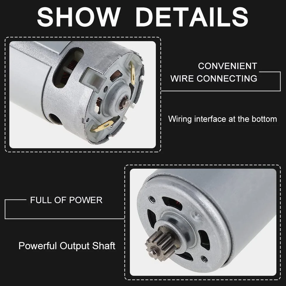 ChgImposs RS550 - Motor CC de 21 V y 19500 RPM con dos velocidades, 12 dientes y caja de engranajes de alto par para taladro eléctrico/destornillador