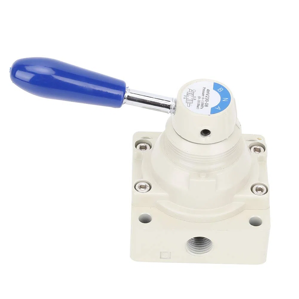 Palanca de control manual de 4 vías y 3 posiciones, válvula de inversión neumática de aleación de aluminio 4HV230-08, válvula neumática Pt de 1/4 pulg., Acción directa 0~1.0Mpa