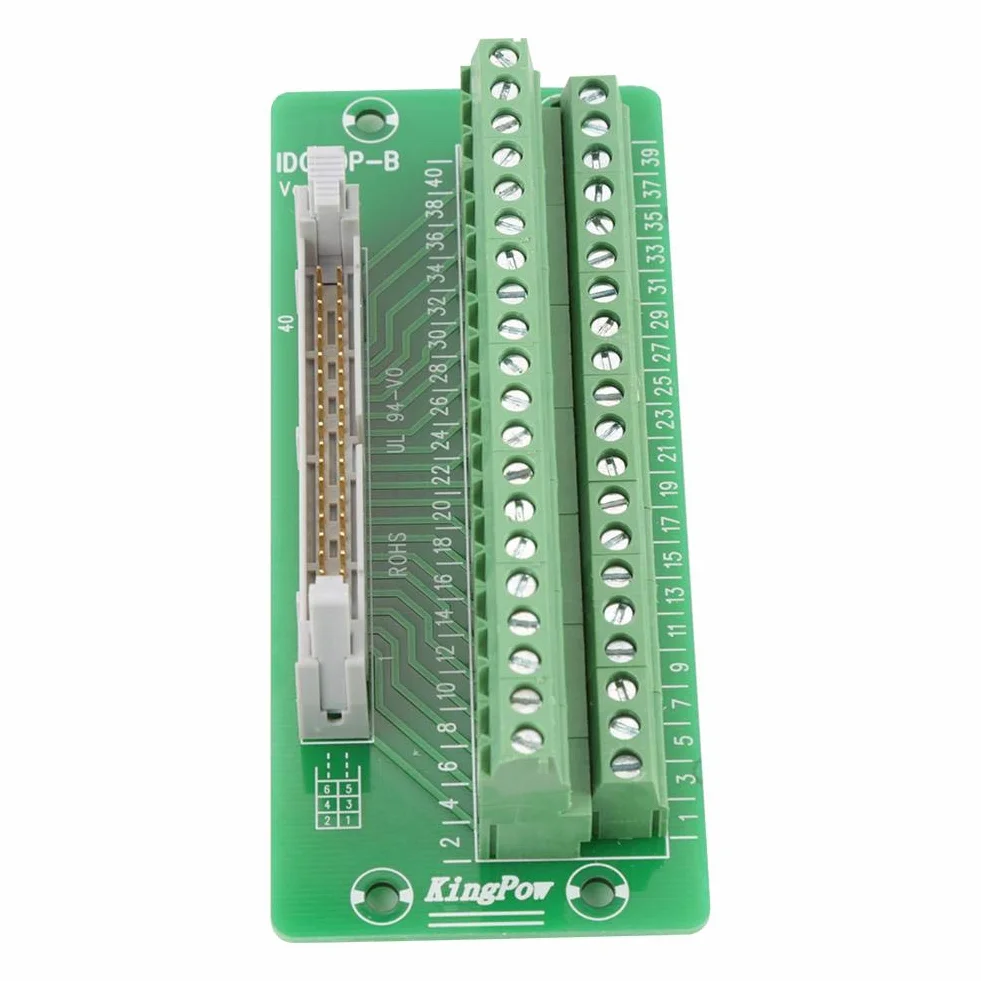 Conector de Bloque de Terminales, IDC40p Placa de Conexión de Encabezado Macho de 40 Pines Conector de Bloque de Terminales Interfaz PLC Con Soporte Para PLC Servo y Montaje En Riel DIN