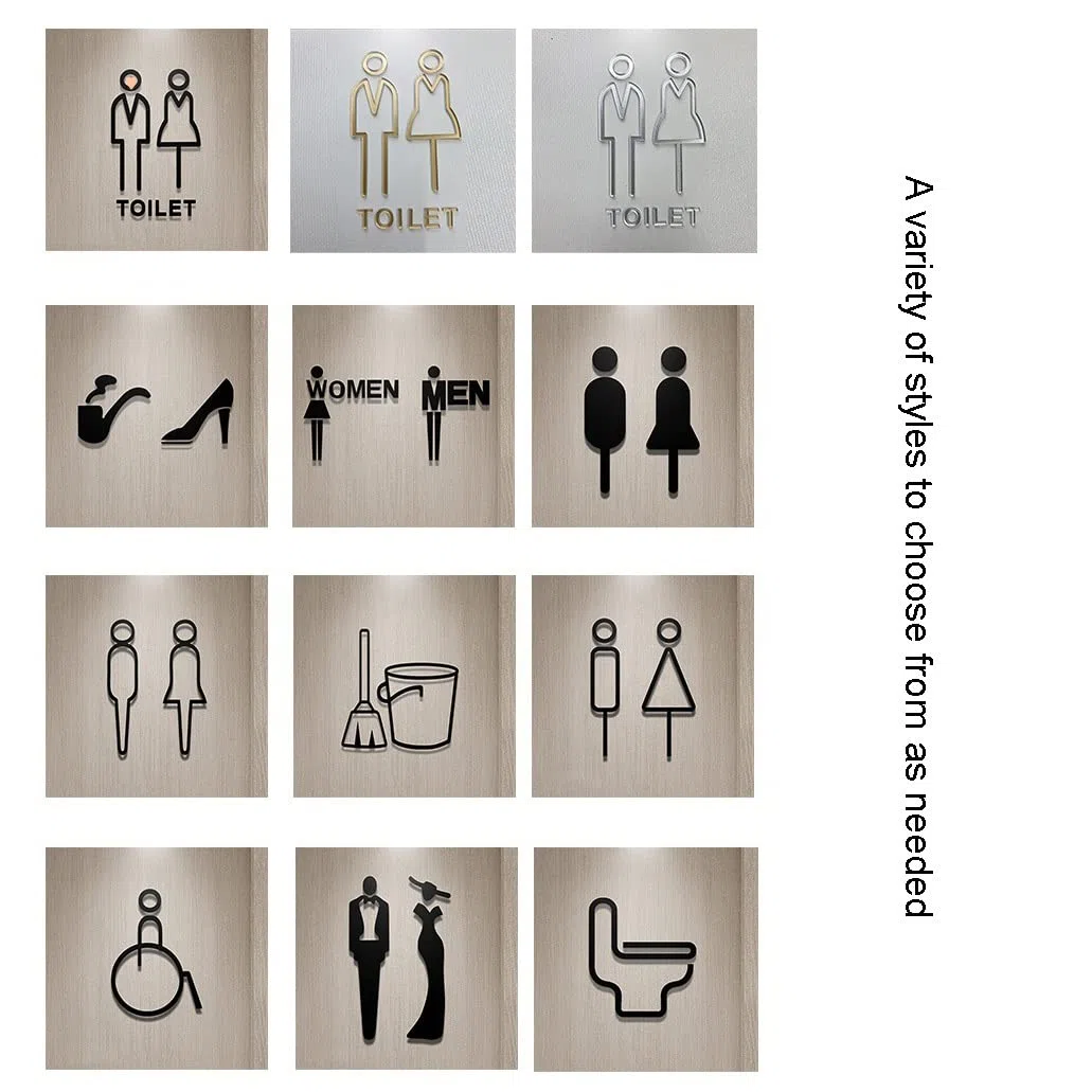 Juego de figuras decorativas de acrílico for hombres y mujeres, letrero de baño moderno for hombres y mujeres, letreros autoadhesivos for puertas de baño, letreros simples for baños domésticos o comer