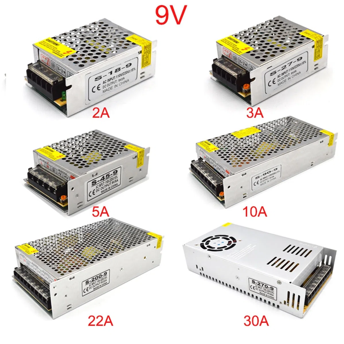 Fuente de alimentación 9V 2A 3A 5A 10A 22A 30A AC 110V 220V a DC 9V Adaptador de Fuente de alimentación 9 voltios SMPS Fonte 500W for Tira LED(9V 5A)
