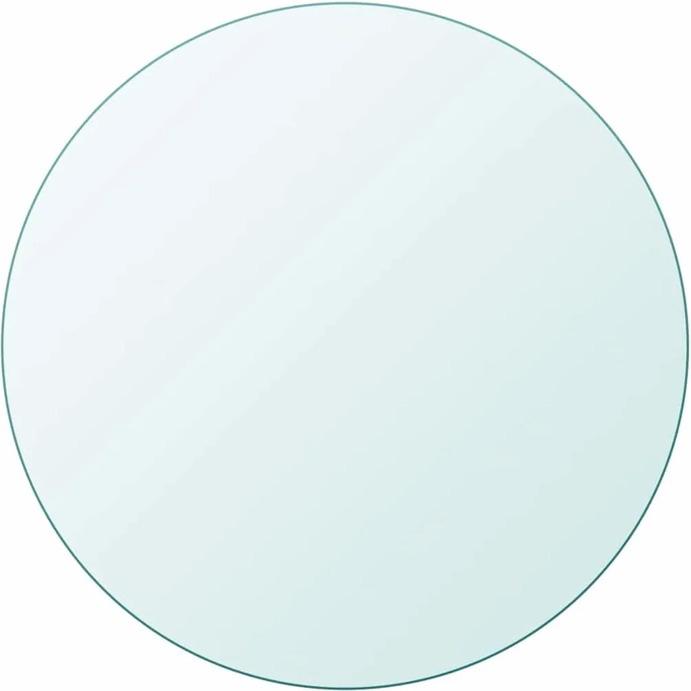 Tablero de Mesa de Cristal Templado Redondo 400 mm, Mobiliario Accesorios para mesas Tableros para mesas, Transparente, 2.8kg