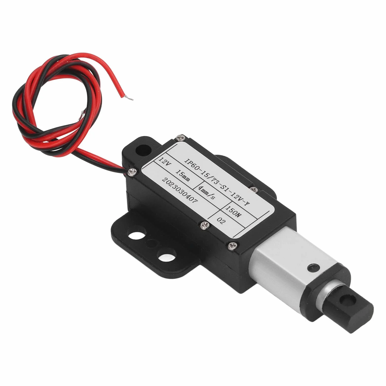 Mini Actuador Lineal Eléctrico 150N, Actuador de Micromovimiento de Carrera de 15mm Actuador Lineal de Aleación de Aluminio 12V para Maquinaria Agrícola (Con soporte)